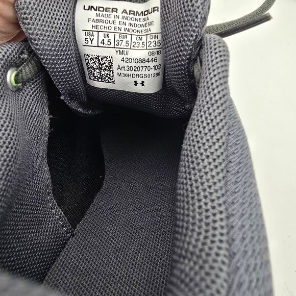 Under Armour Youth Mesh Running Shoes Gray Green Lightweight Breathable - Picture 7 of 8